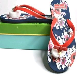 Kate Spade Charm Blurry Floral Print Flip Flops
